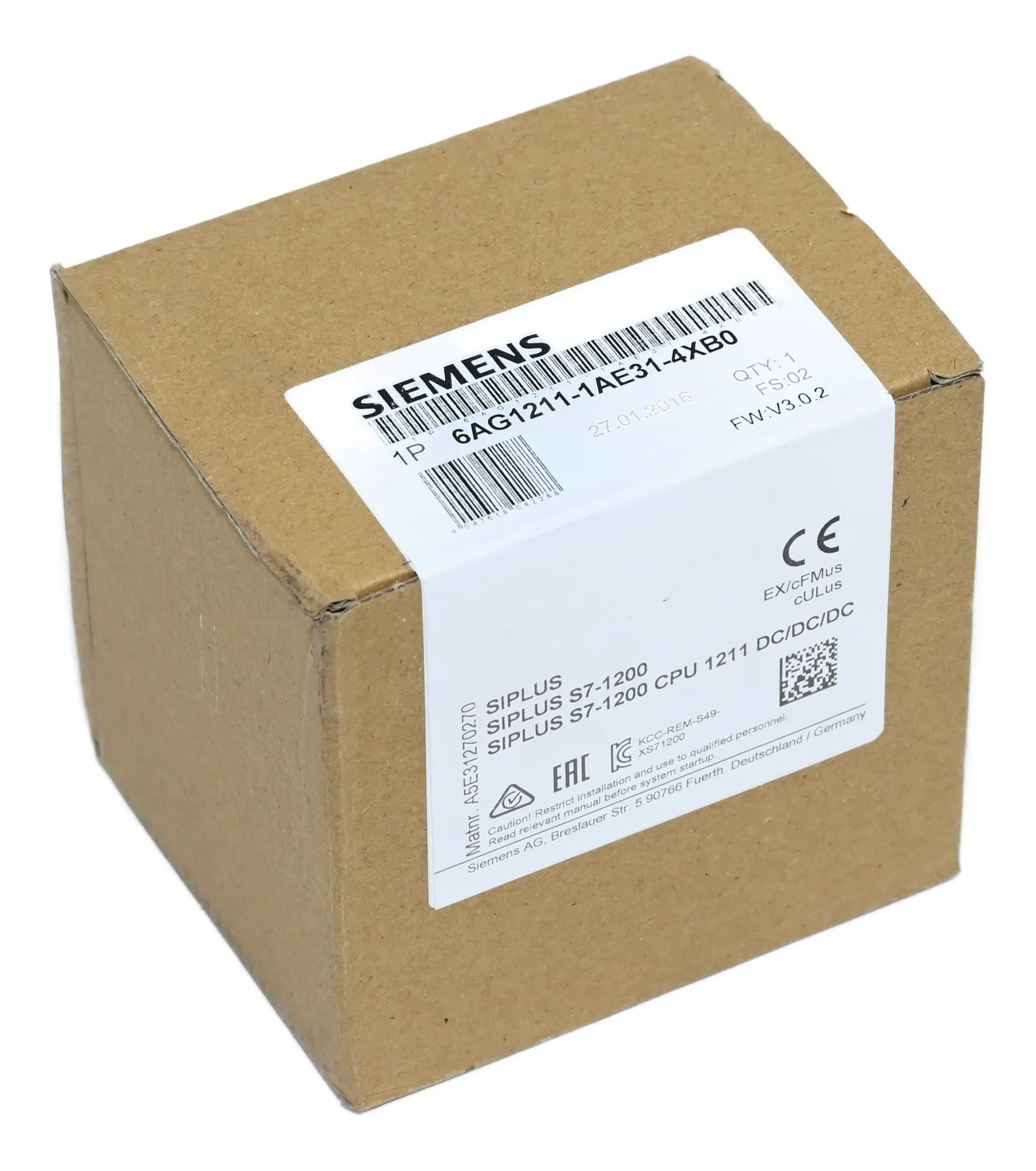 Produktfoto 1 von Siemens 6AG1211-1AE31-4XB0 Siplus S7-1200 6AG1 211-1AE31-4XB0 CPU 1211 DC/DC/DC New