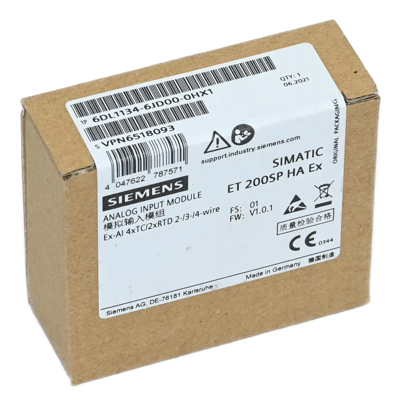 Produktfoto 1 von Siemens 6DL1134-6JD00-0HX1 Simatic 6DL1 134-6JD00-0HX1 Analog Input Module New sealed