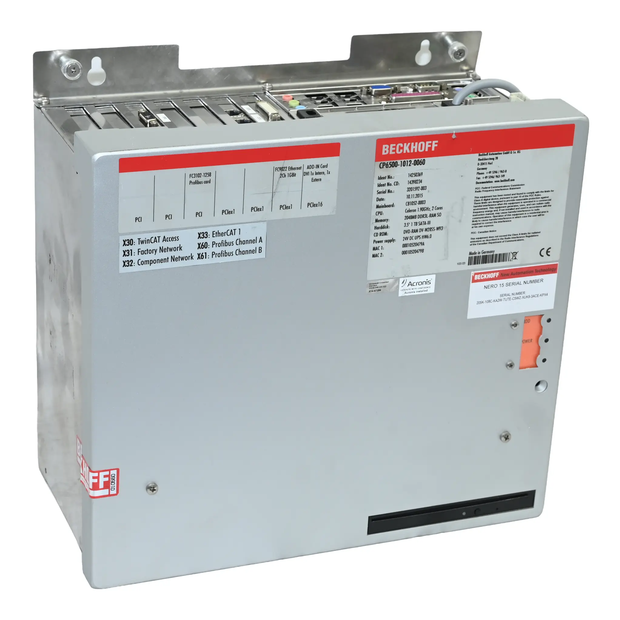 Produktfoto 1 von Beckhoff CP6500-1012-0060 14250369 Control Cabinet PC New