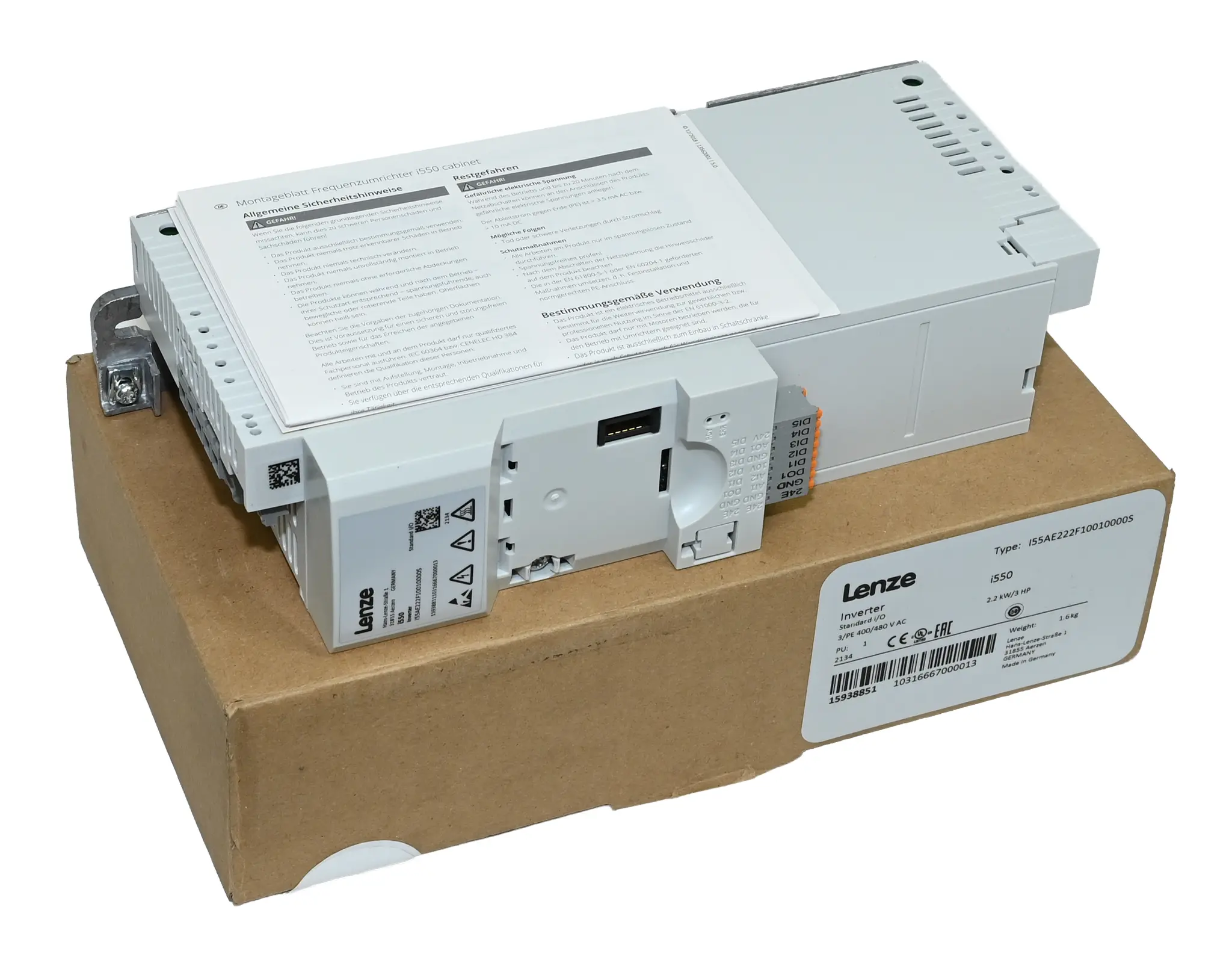 Produktfoto 1 von Lenze I55AE222F10010000S i550 15938851 Inverter 2.2kW New