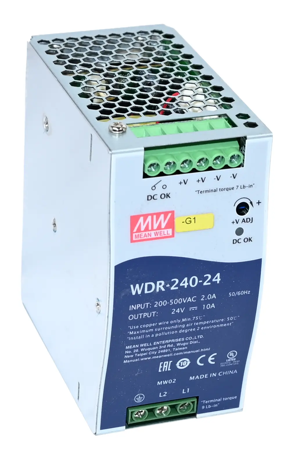 Produktfoto 1 von Mean Well WDR-240-24 Slim DIN Rail Power Supply