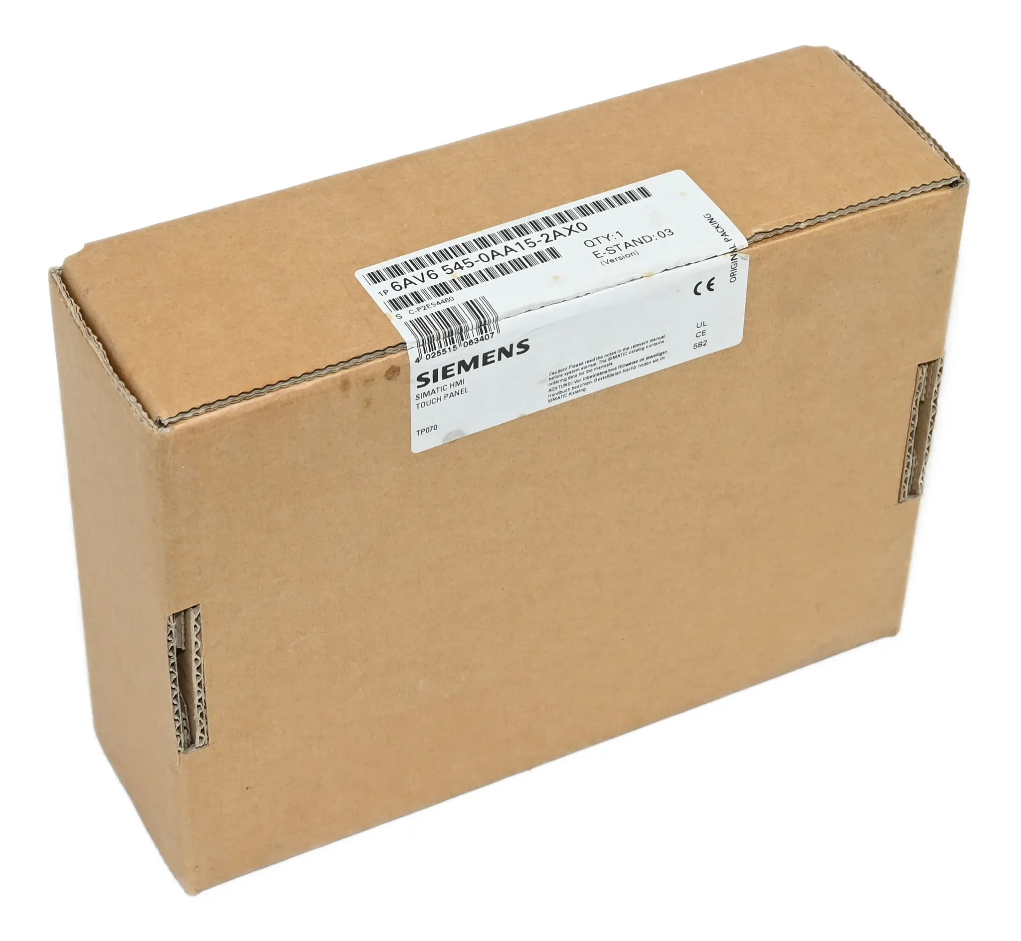 Produktfoto 1 von Siemens 6AV6545-0AA15-2AX0 Simatic 6AV6 545-0AA15-2AX0 Touch Panel TP070 New