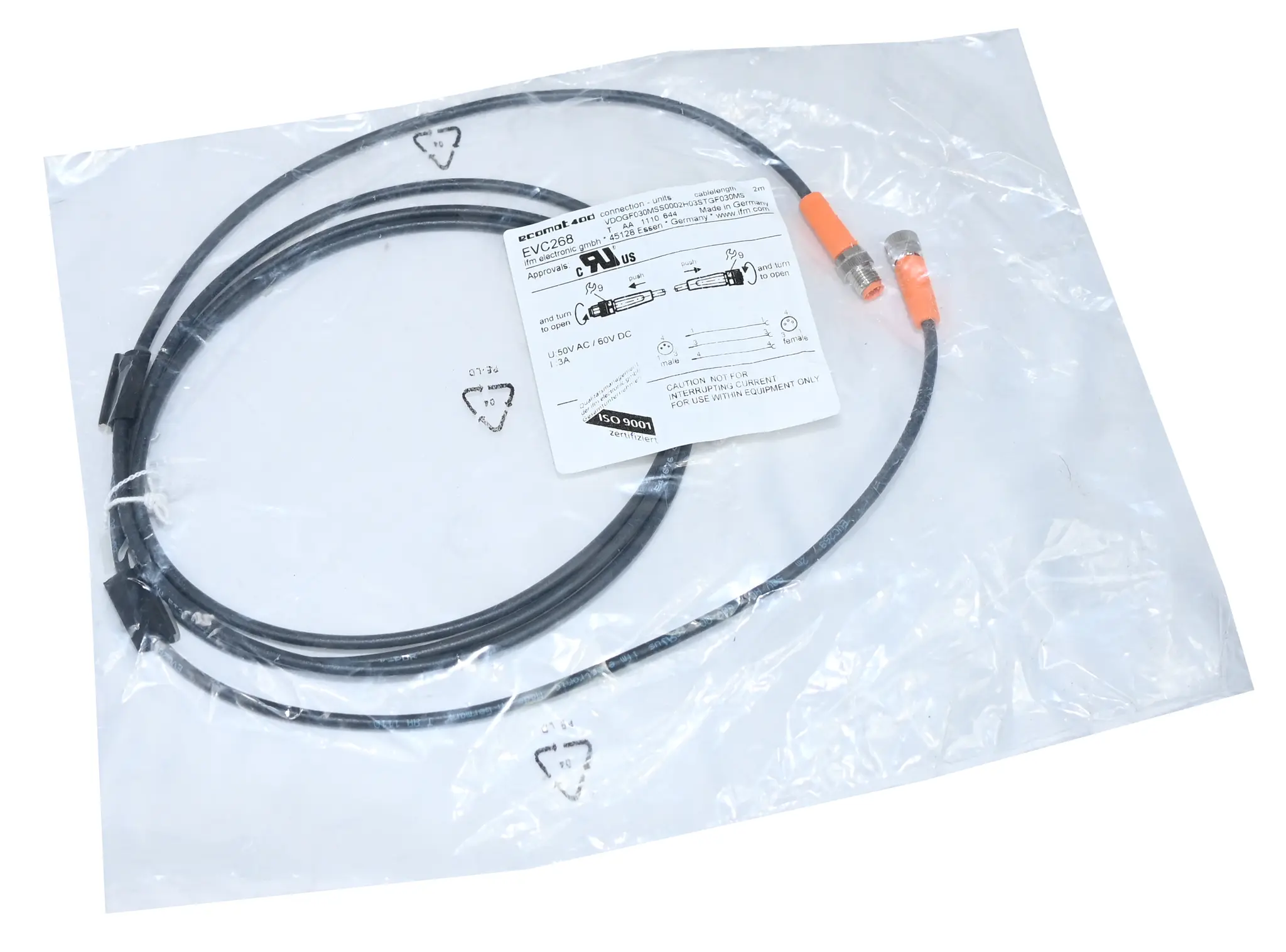 Produktfoto 1 von ifm ECOMAT4OD EVC268 Sensor Cable 2m New