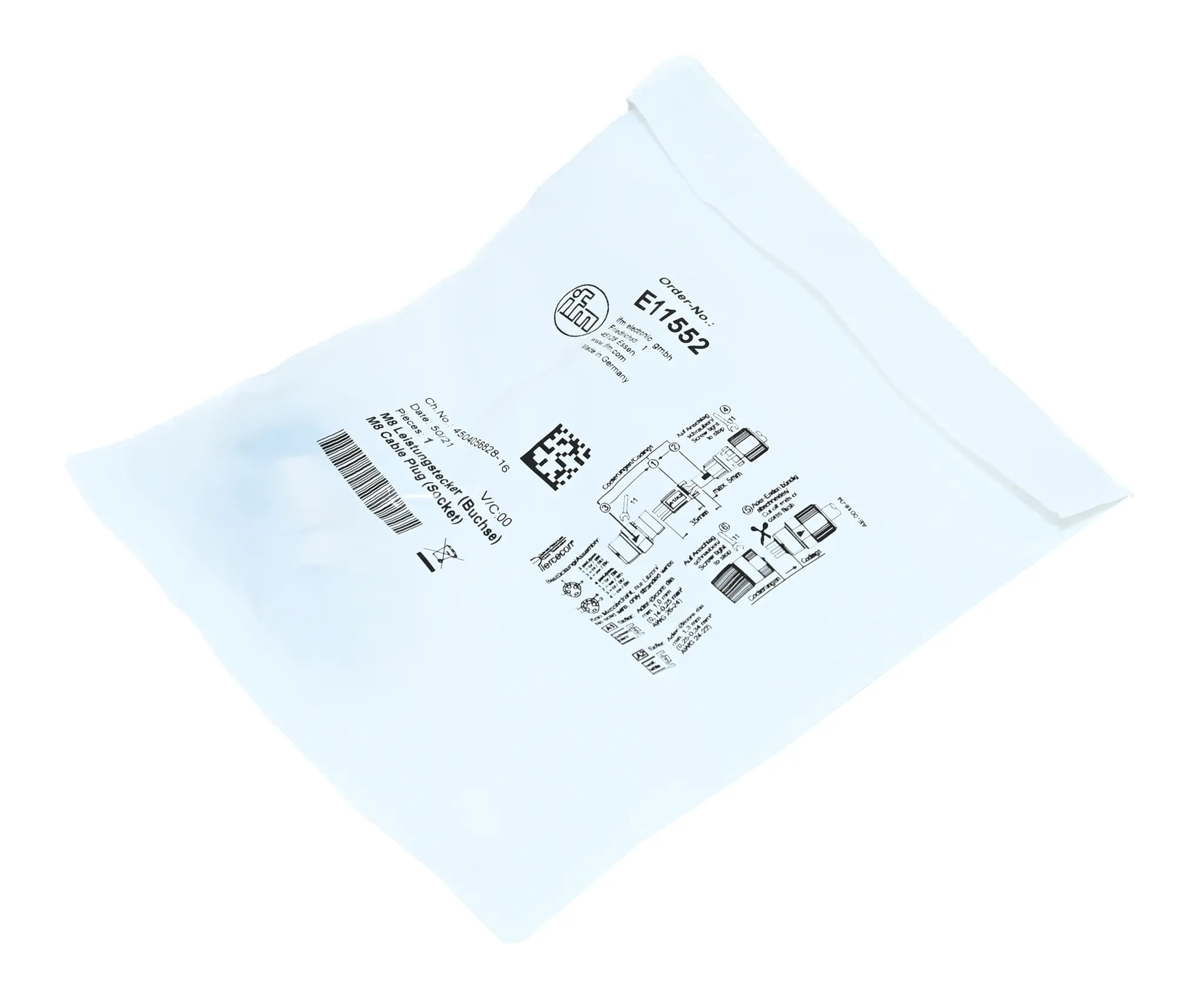 Produktfoto 1 von ifm E11552 M8 Cable Plug New sealed