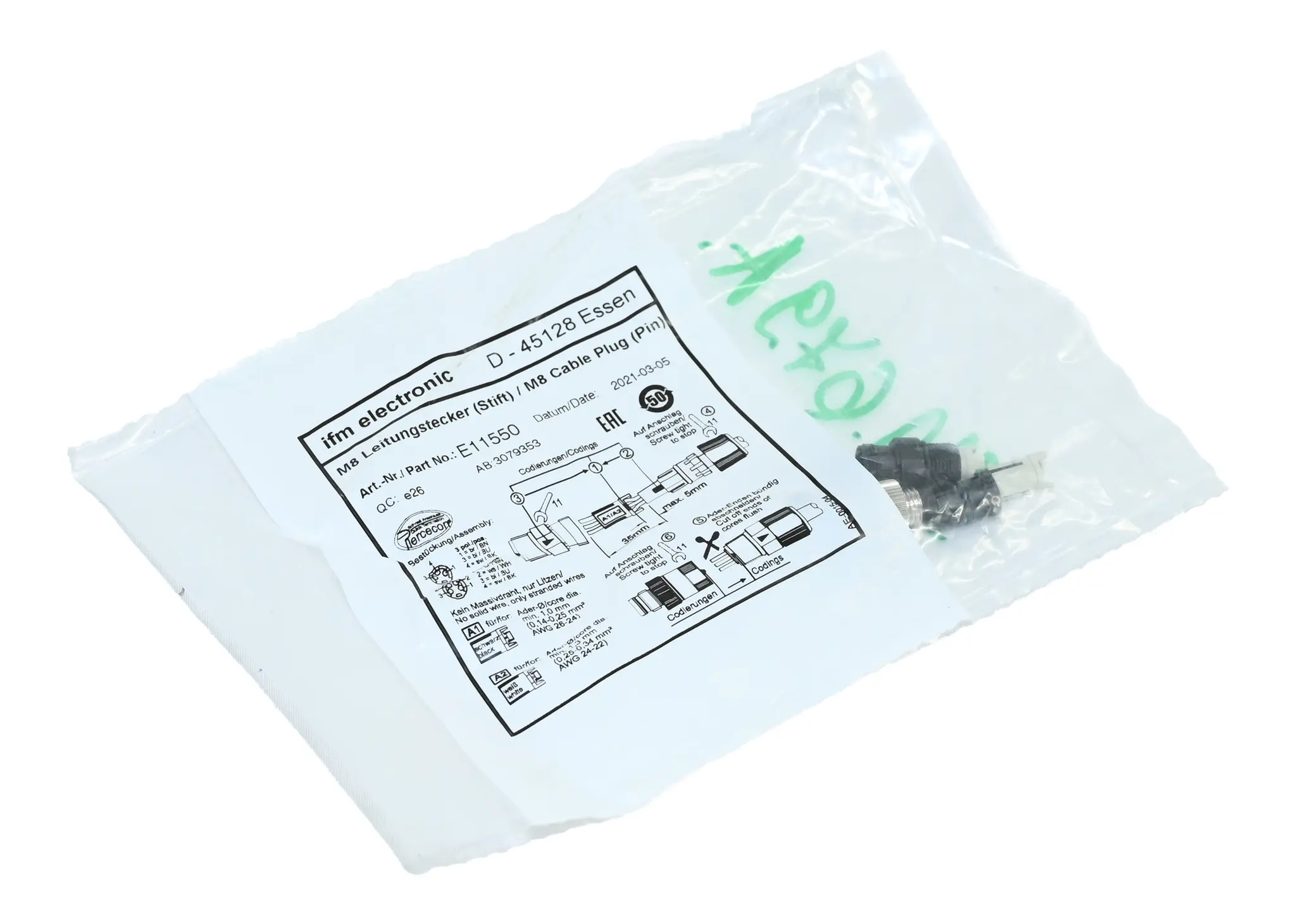 Produktfoto 1 von ifm E11550 M8 Cable Plug New sealed