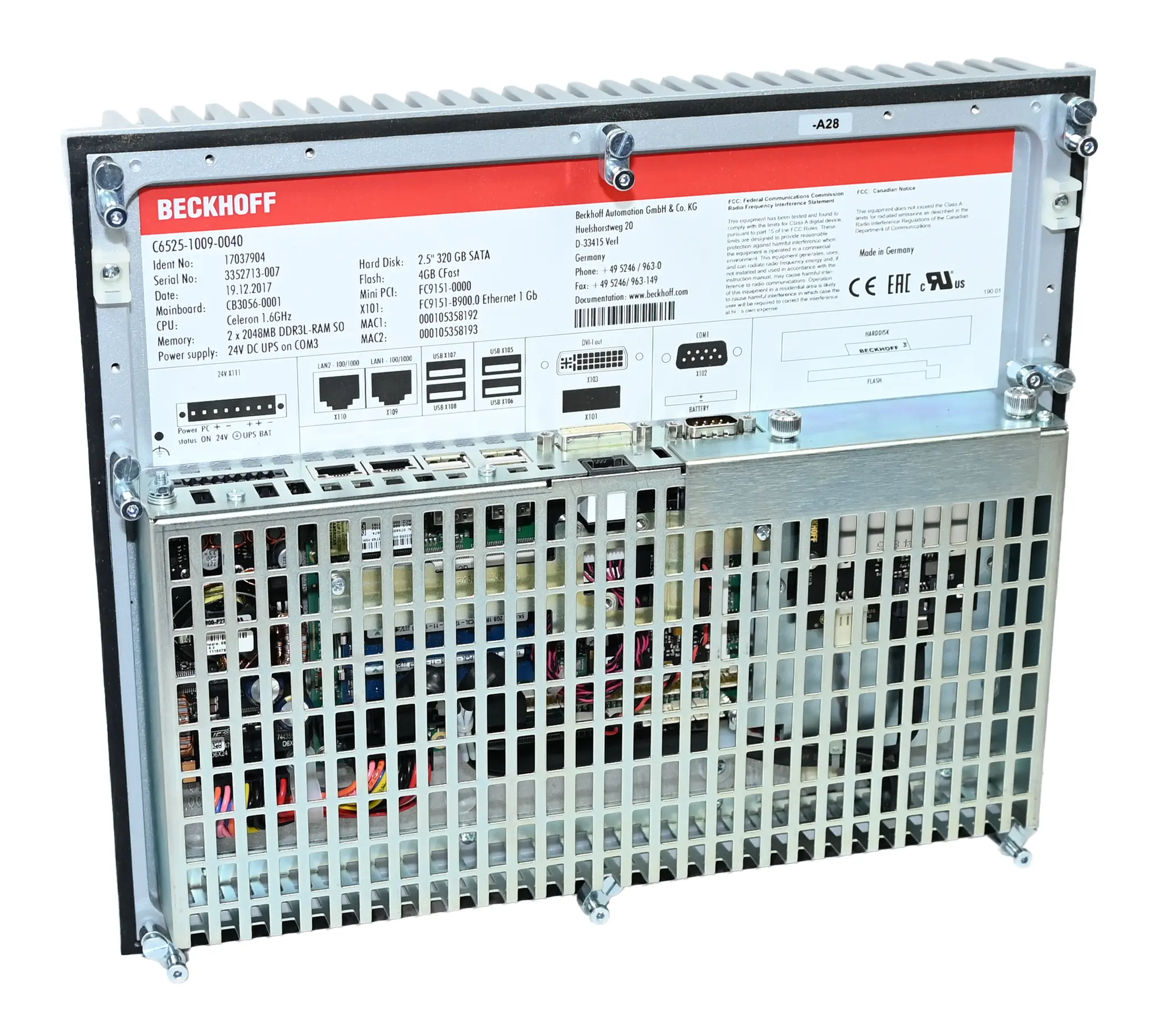 Produktfoto 1 von Beckhoff C6525-1009-0040 Fanless Built-in Industrial PC New