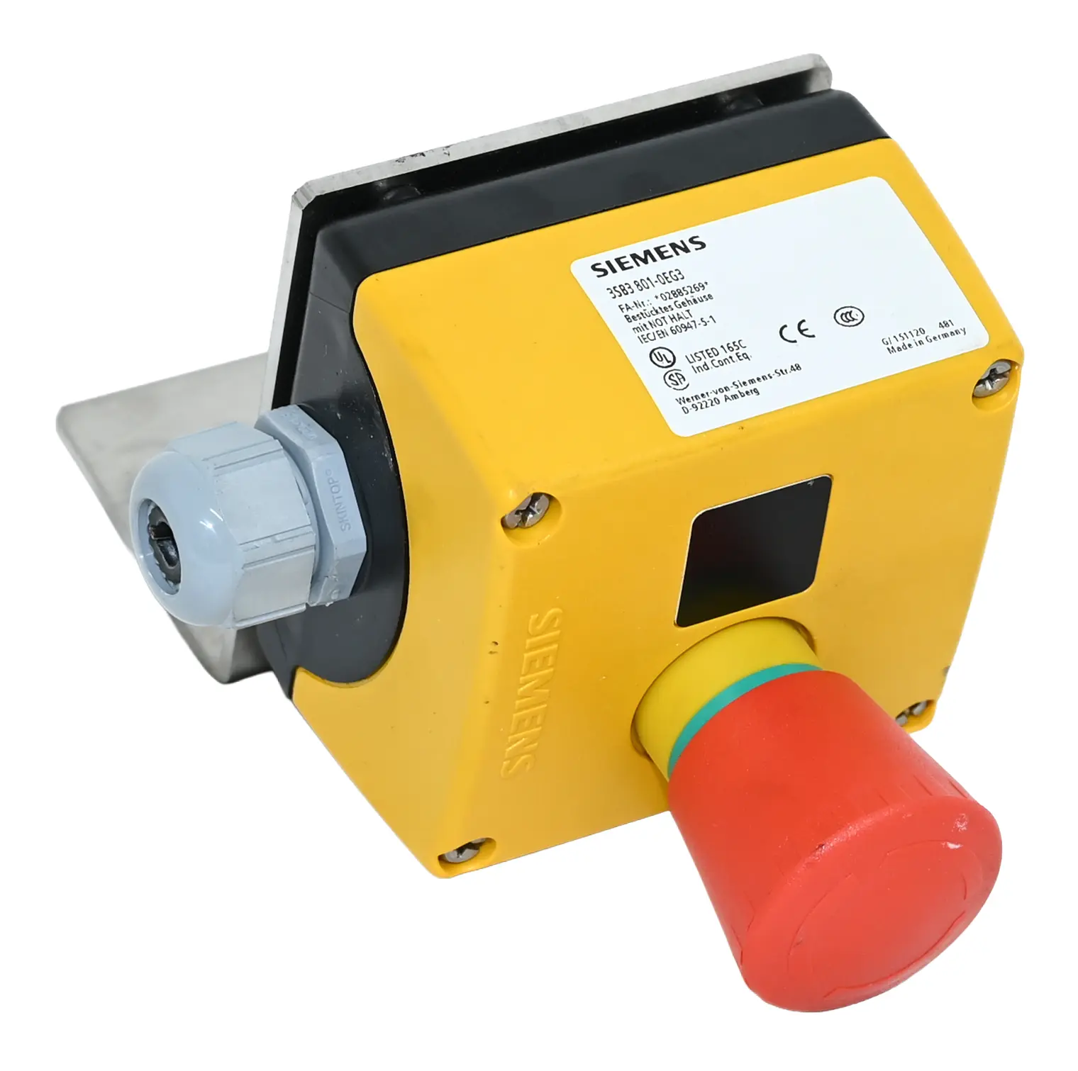 Produktfoto 1 von Siemens 3SB3801-0EG3 3SB3 801-0EG3 Emergency Stop Pushbutton