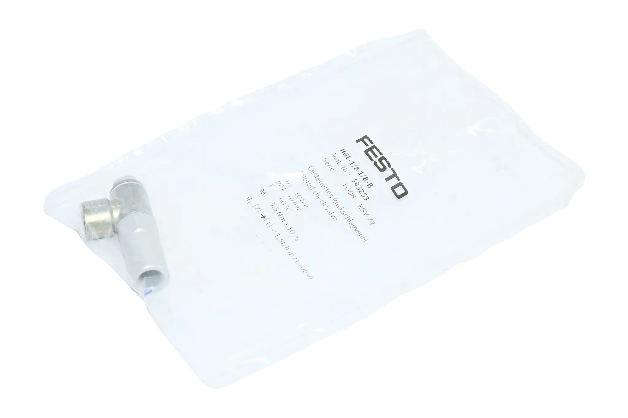 Produktfoto 1 von Festo HGL-1/8-1/8-B 543253 Piloted Check Valve New sealed