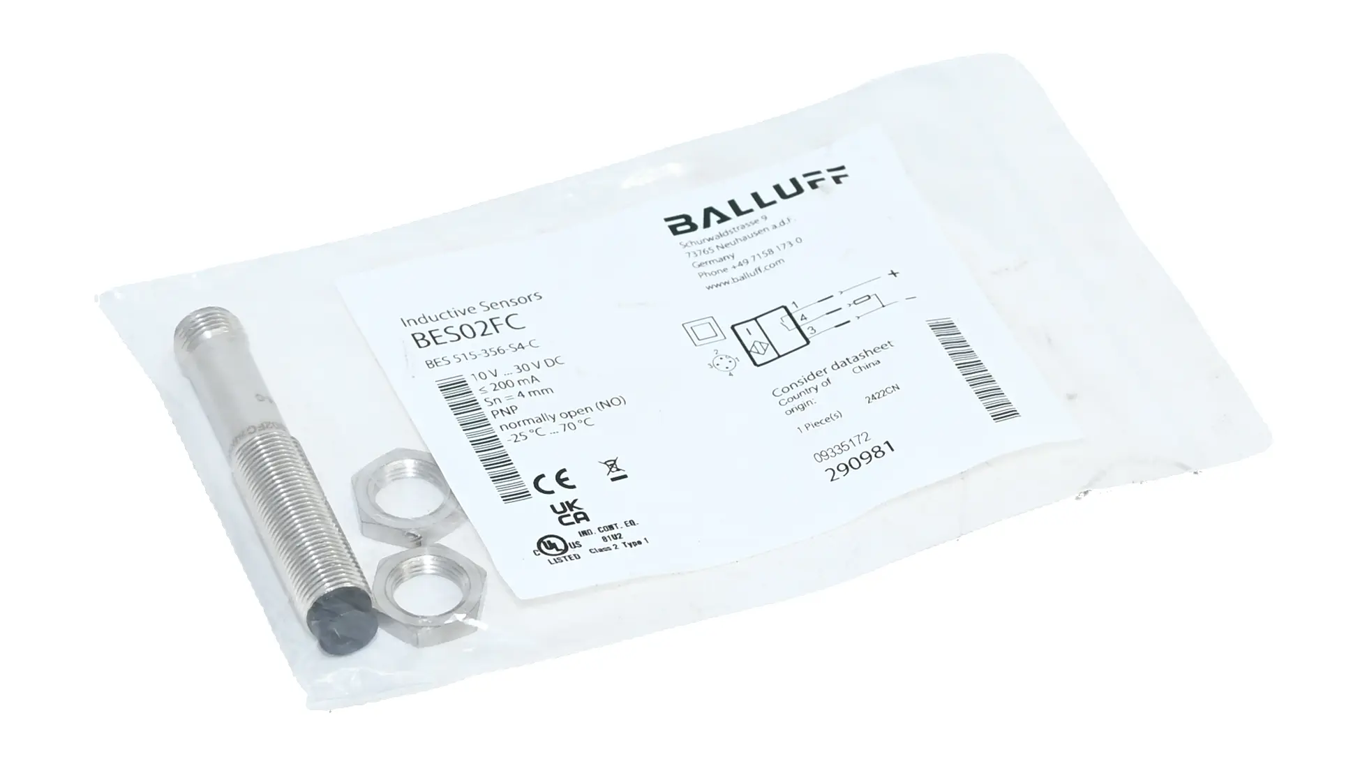 Produktfoto 1 von Balluff BES02FC BES 515-356-S4-C Inductive Proximity Switch New sealed