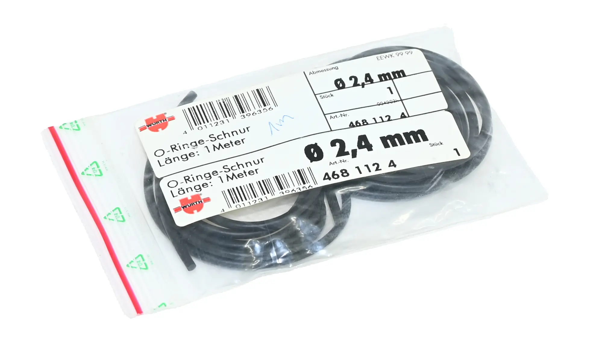 Produktfoto 1 von Würth 04681124 NBR70 O-Ring Round Cord 2.4mm x 1m Black New open box