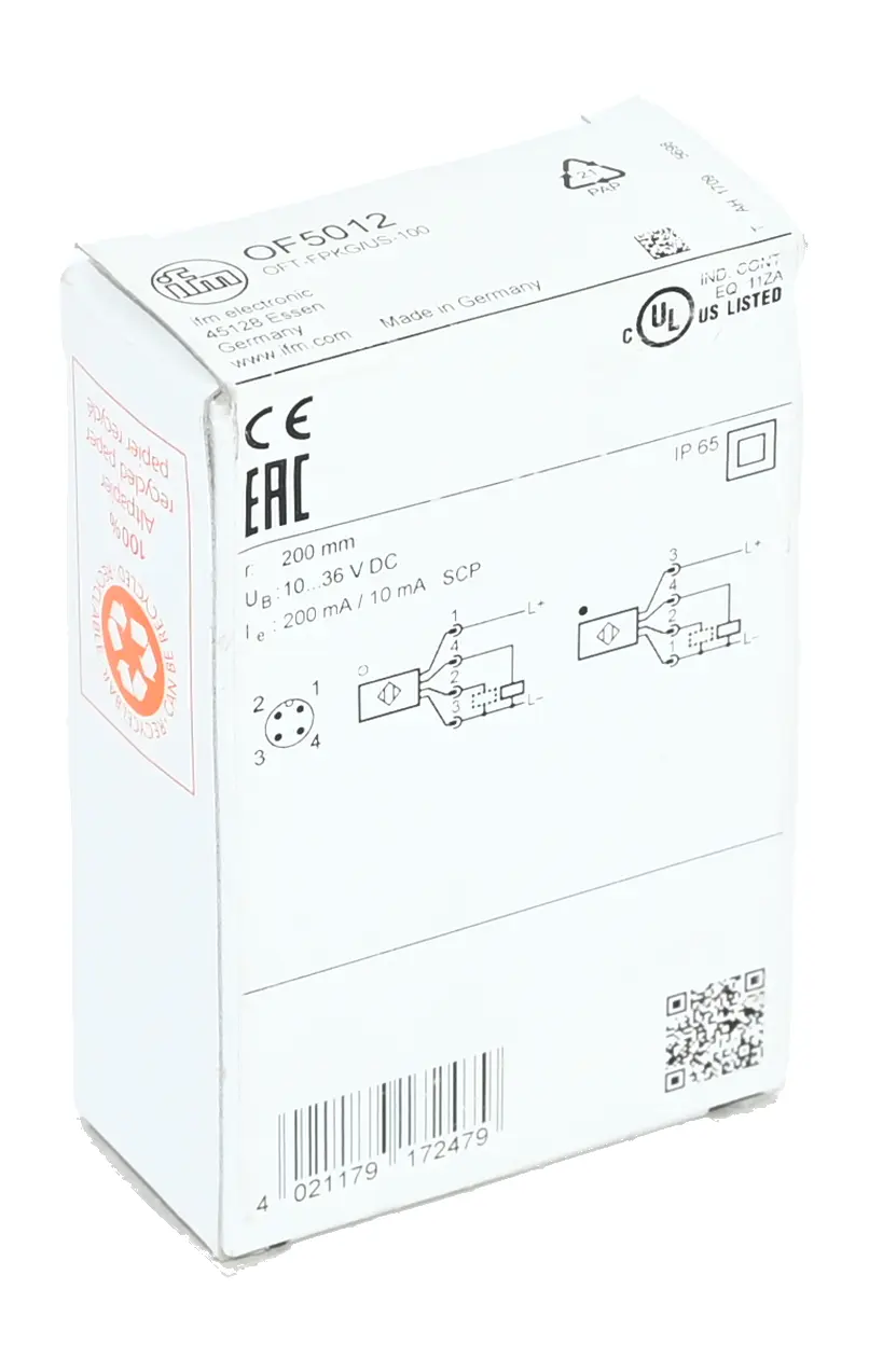 Produktfoto 1 von ifm OF5012 OFT-FPKG/US-100 Diffuse Reflection Sensor New open box