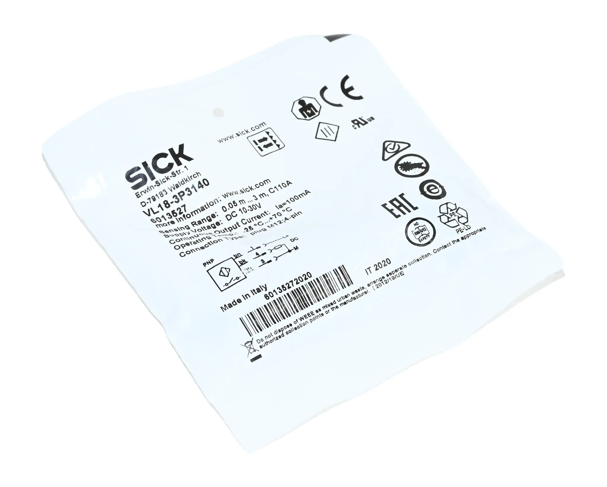 Produktfoto 1 von Sick VL18-3P3140 6013527 Retro-reflective Photoelectric Sensor New sealed