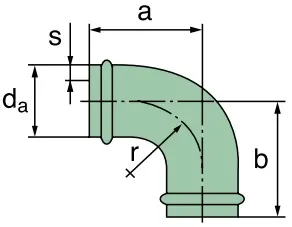 39 000 25 333 pipe elbow 90°, (sheet metal)