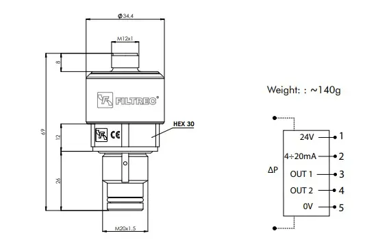 Produktfoto 1 von EAF8 Electronical differential pressure trans