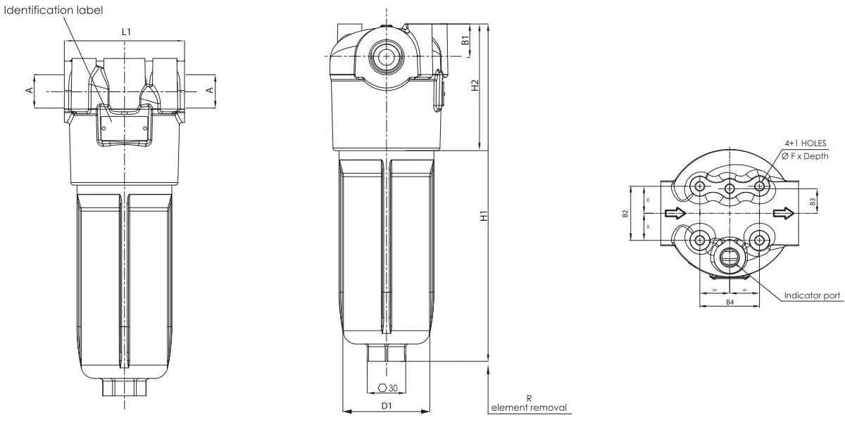 F100XD400G25ABB70S000 Inline medium pressure filter