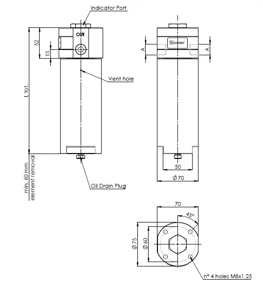 FAPA522000V0AB2B6F7M0Z000S0 in-line filter housing (pressure line)