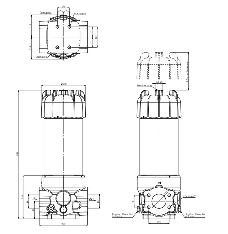 FLRRHR2600000B00F12MA2000A0 in-line filter housing (pressure line)