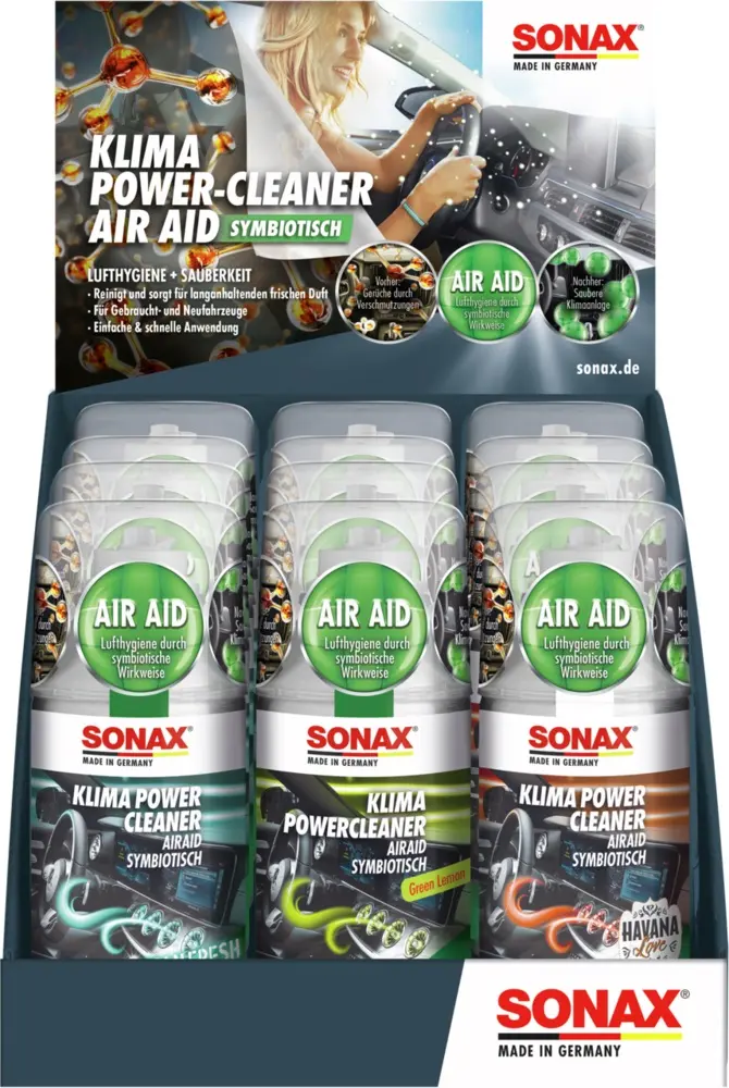 Produktfoto 1 von SONAX Air Conditioning Power Cleaner AirAid symbiotic counter display mix