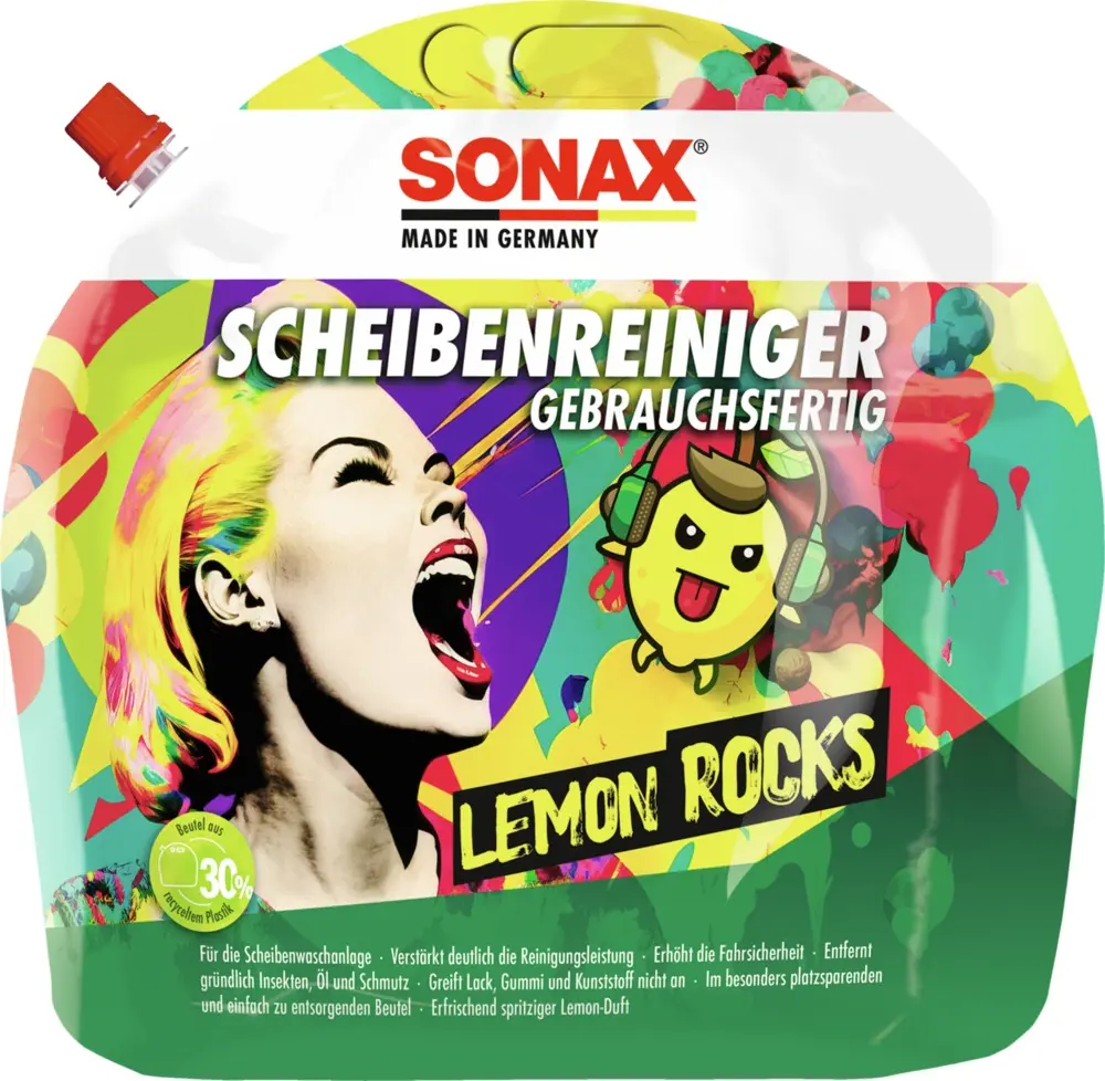 Produktfoto 1 von SONAX Windshield Cleaner Ready to Use Lemon Rocks - 3 liters