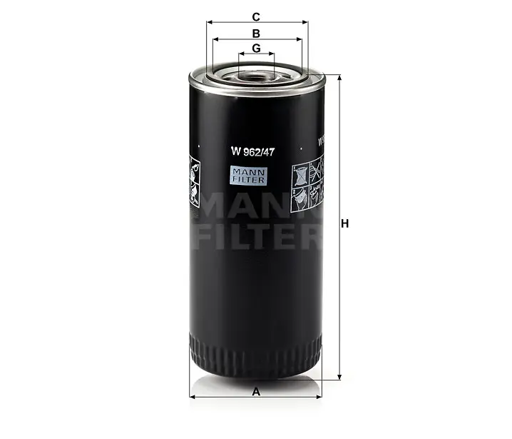 Produktfoto 1 von W 962/47 oil filter (spin-on)
