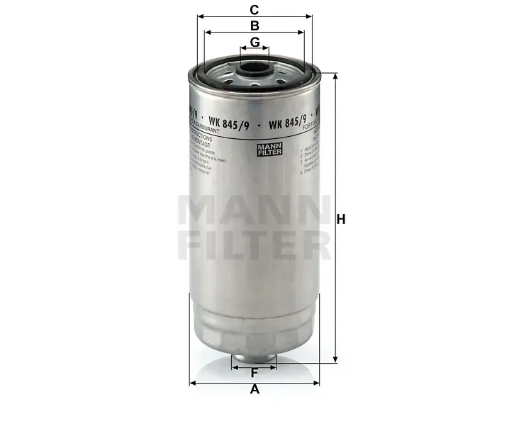 WK 845/9 fuel filter spin-on