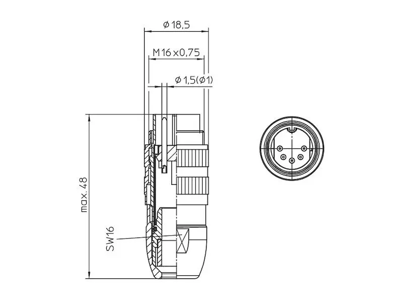 Produktfoto 1 von Lumberg Connect 0331 05-1 Stecker nach IEC 61076-2-106, IP 68, mit Schraubverschluss und Lötanschlüssen