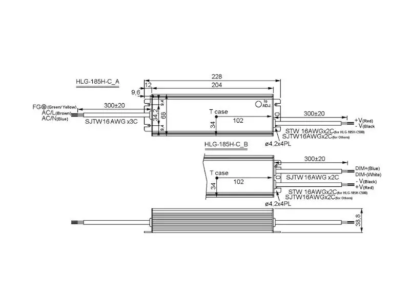 Produktfoto 1 von Mean Well Schaltnetzteil HLG-185 200 W 200 - 400 V 500 mA geschlossen für LED- und Beleuchtungsanwendungen