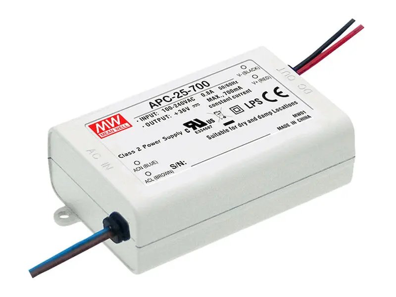 Produktfoto 1 von Mean Well Schaltnetzteil Serie APC-25 25,2 W 9 - 24 V 1050 mA geschlossen für LED- und Beleuchtungsanwendungen CC