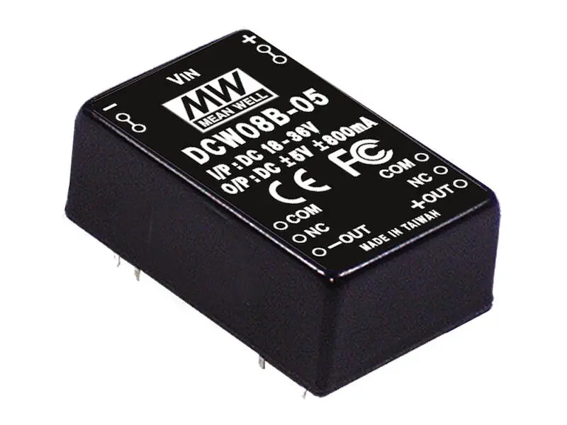 Produktfoto 1 von Mean Well DC/DC Wandler Serie DC W 8 W ±5 V 800 mA Typ B geschlossen