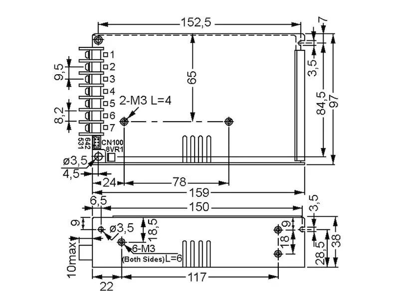 Produktfoto 1 von Mean Well Schaltnetzteil Serie HRP-150 154,8 W 36 V 4,3 A geschlossen
