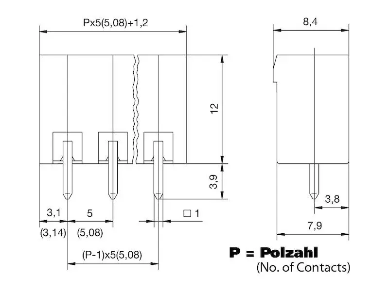 Produktfoto 1 von PTR Steckverbinder Rastermaß 5,08 mm vertikal 2 polig grün