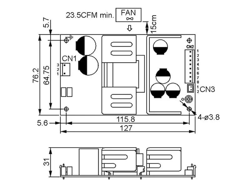 Produktfoto 1 von Mean Well Schaltnetzteil Serie RPS-75 medical 76,8 W 48 V 1,6 A Open Frame