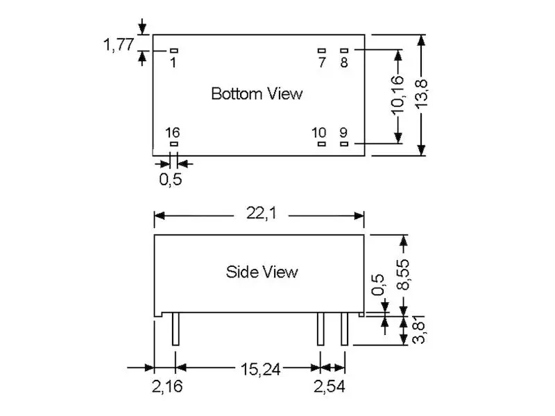 Produktfoto 1 von Mean Well DC/DC Wandler Serie DLC03 DIP16 5 V 300 mA 3 W