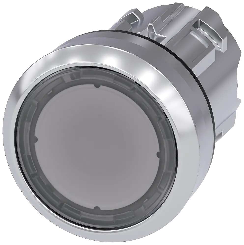Produktfoto 1 von Drucktaster, beleuchtet, 22mm, rund, Metall, hochglanz, klar, Druckknopf