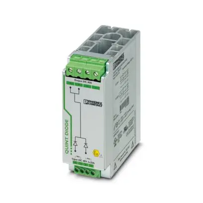 Produktfoto 1 von Tragschienen-Diodenmodul 48 V DC/2 x 20 A oder 1 x 40 A. Durchgängige Redundanz bis zum Verbraucher.