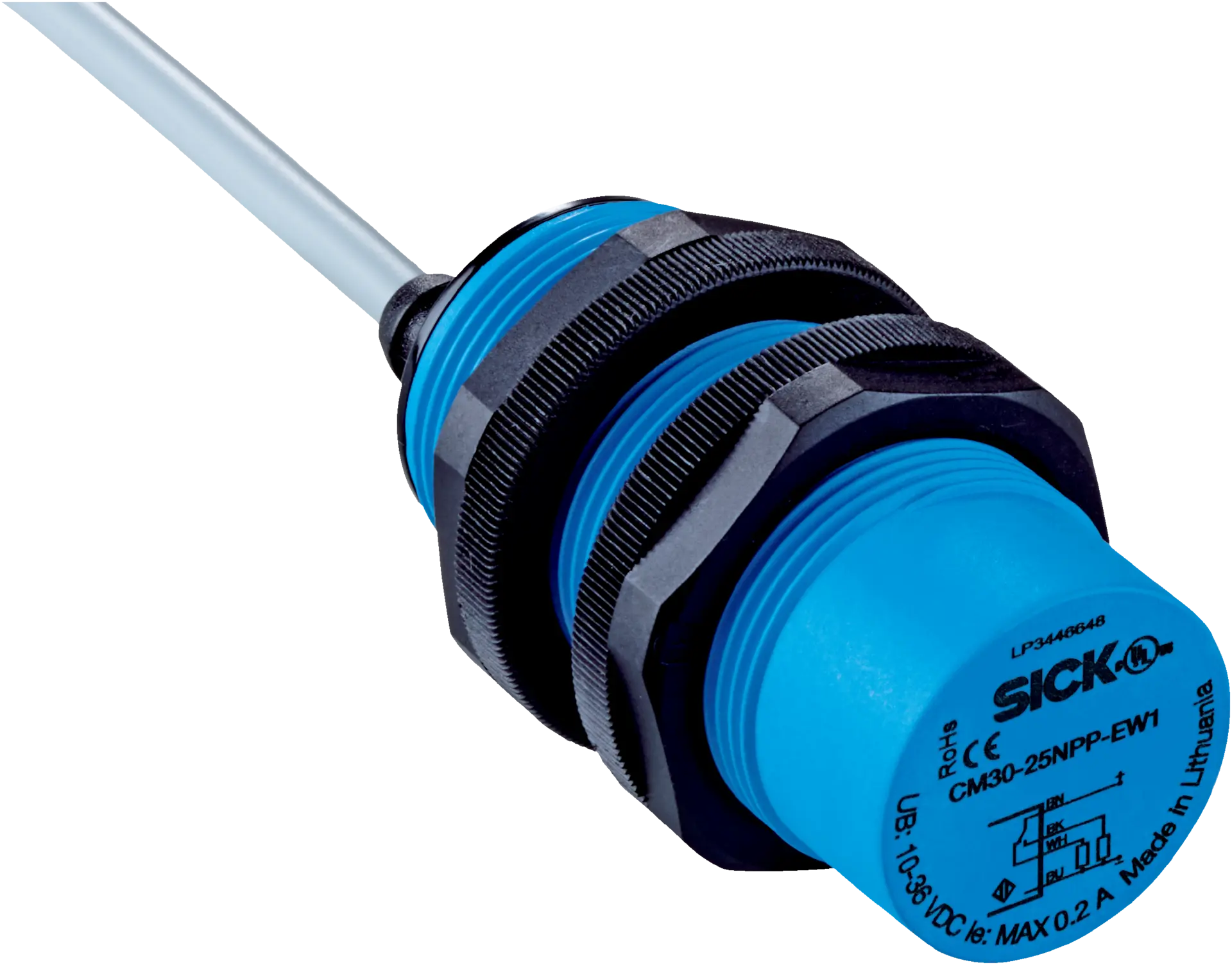 Produktfoto 1 von SICK CM30-25NPP-EW1 - Kapazitiver Näherungsschalter