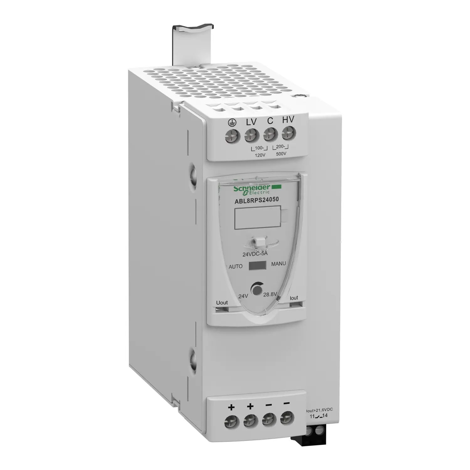 Produktfoto 1 von Spannungsversorgung, Modicon ABL8, Universal, 1-/2-phasig, 100-500V AC, 24V DC, 5A, 120W