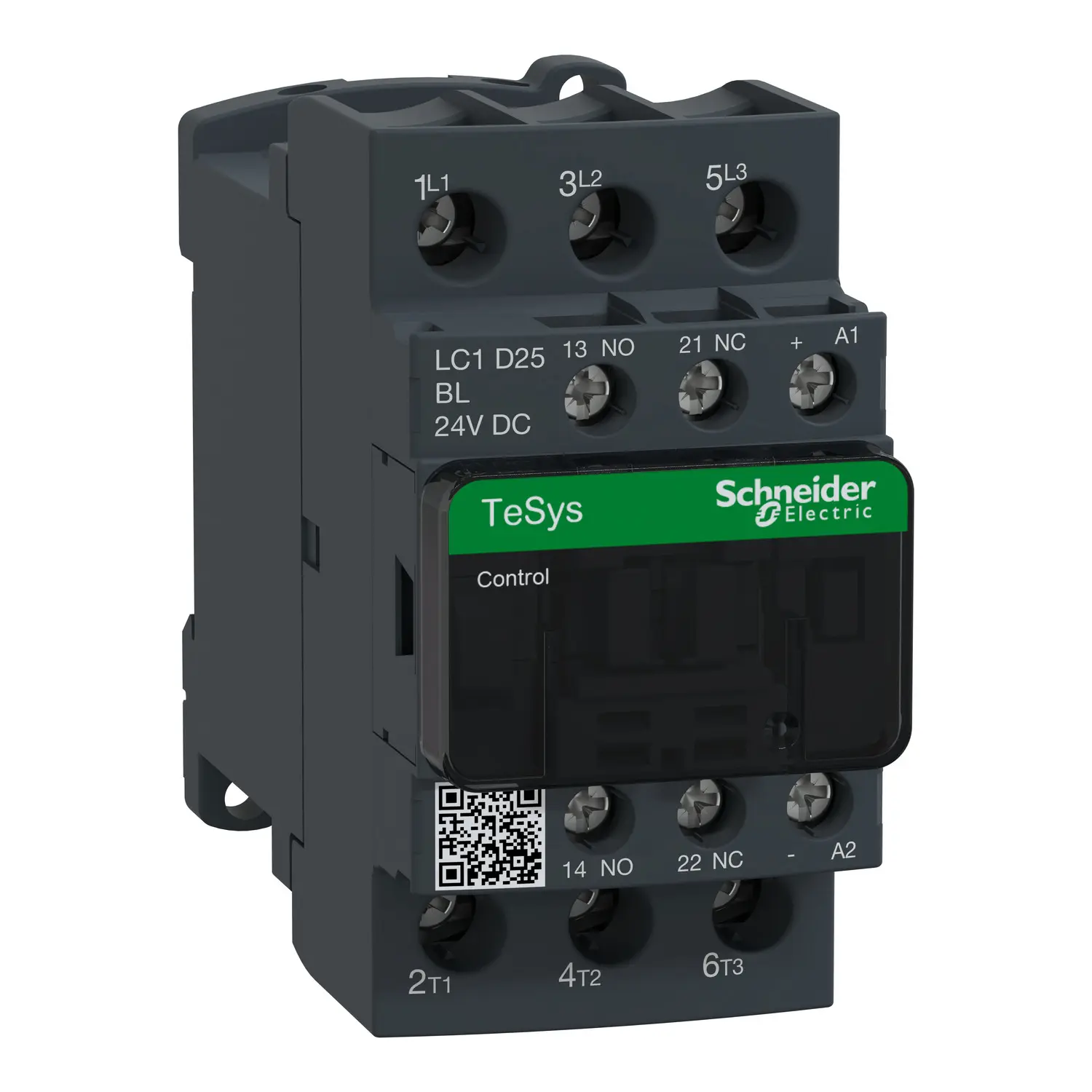 Produktfoto 1 von Leistungsschütz LC1D 3p, +1S+1Ö, 11 kW, 25 A, 400 V AC3, Spule 24 V DC