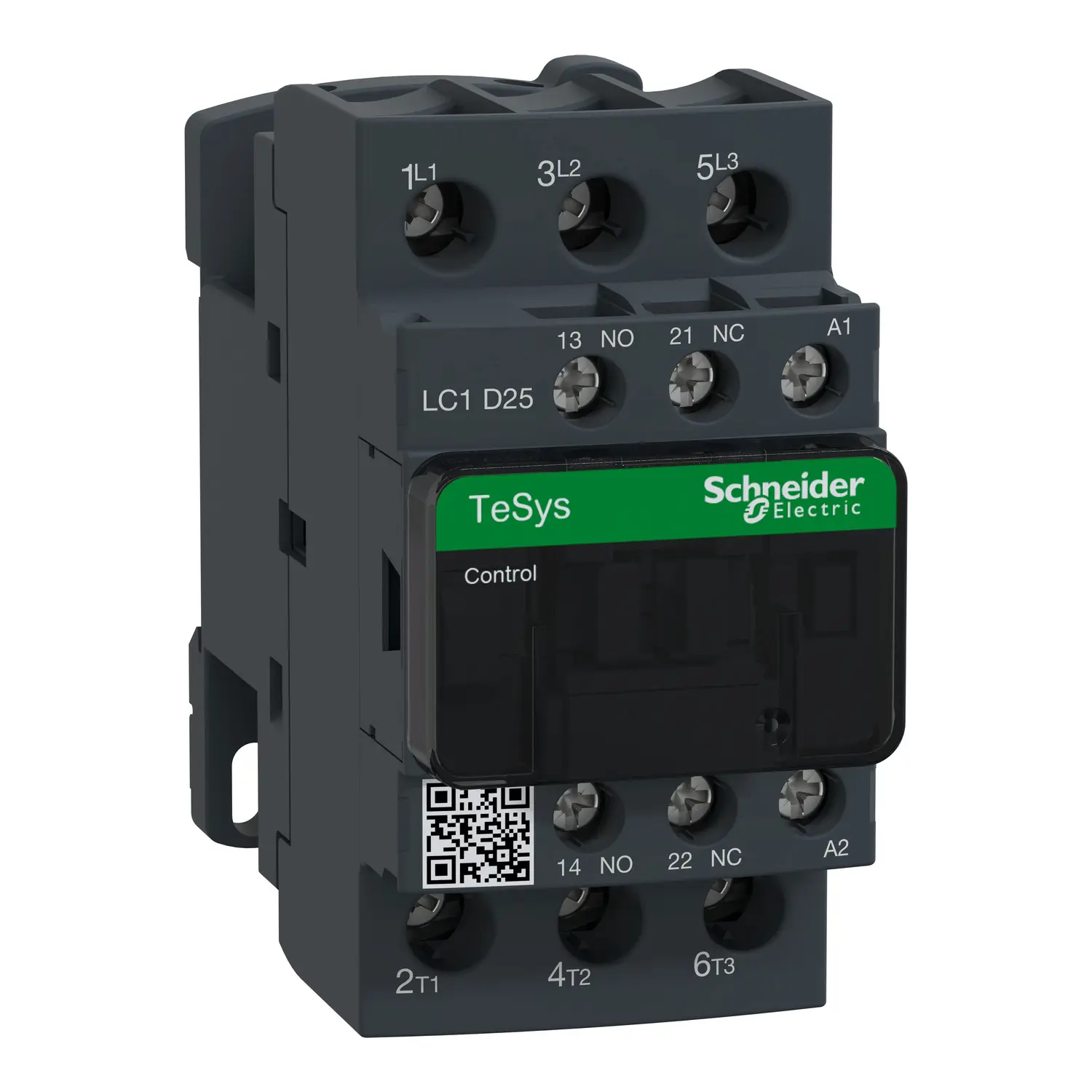 Produktfoto 1 von Leistungsschütz LC1D 3p, +1S+1Ö, 11 kW, 25 A, 400 V AC3, Spule 110 V AC