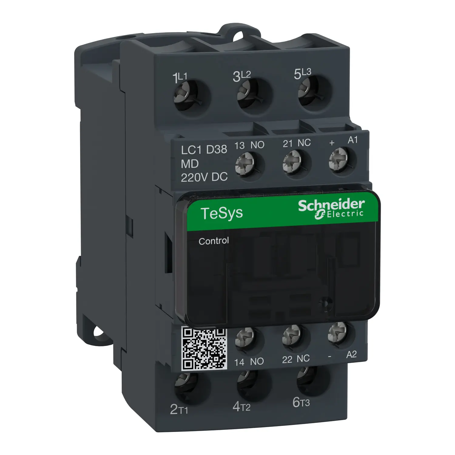 Produktfoto 1 von Leistungsschütz LC1D 3p, +1S+1Ö, 18.5 kW, 38 A, 400 V AC3, Spule 220 V DC