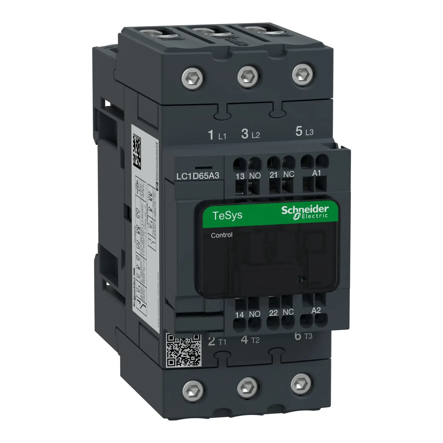 Produktfoto 1 von Leistungsschütz LC1D 3p, +1S+1Ö, 30 kW, 65 A, 400 V AC3, Spule 230 V AC