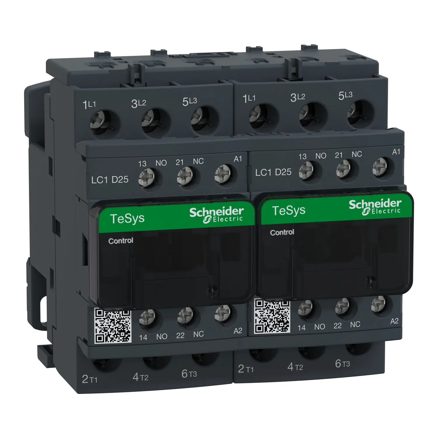 Produktfoto 1 von Wendeschützkombination, 3p+1S+1Ö, 11kW/400V/AC3, 25A, Spule 24V 50/60Hz