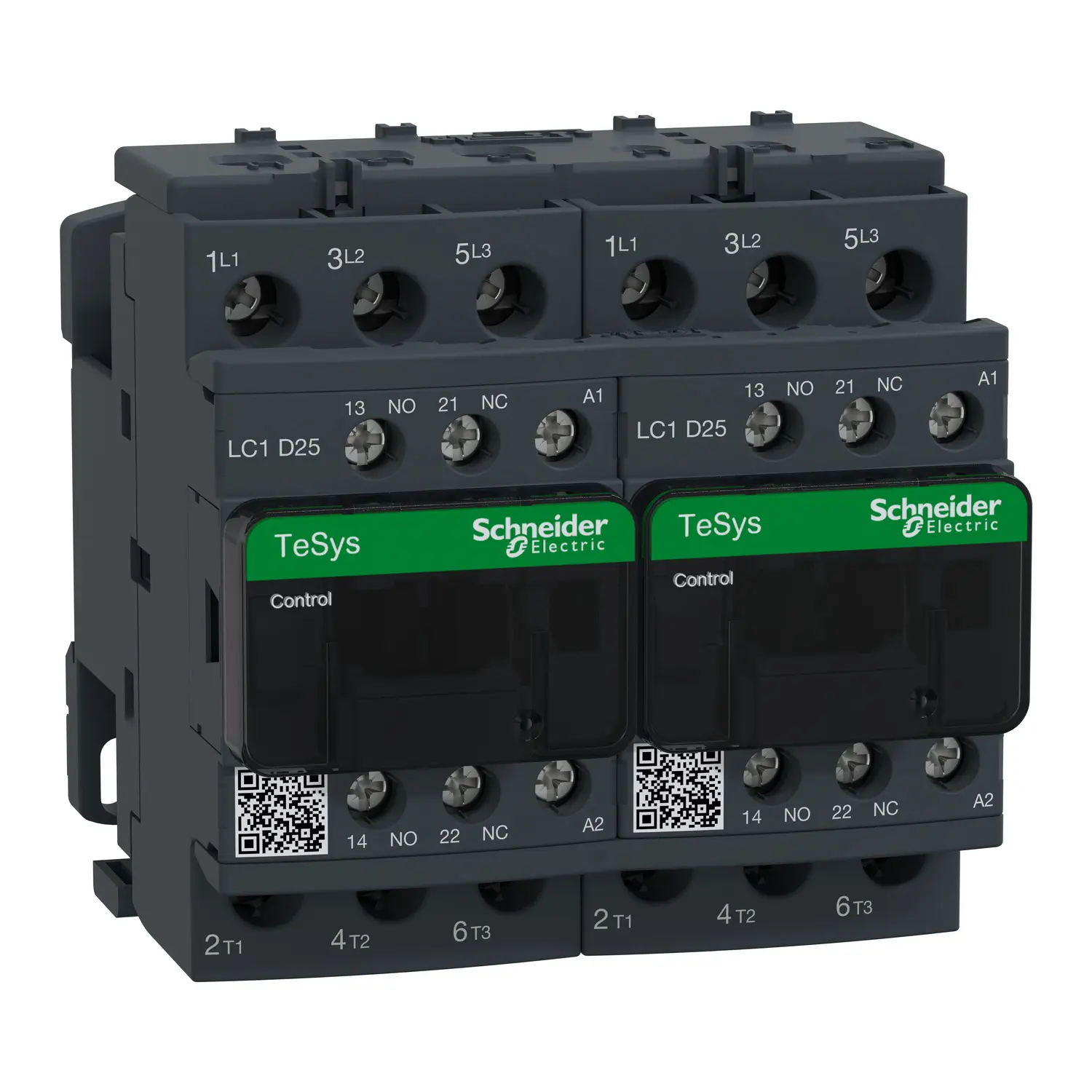 Produktfoto 1 von Wendeschützkombination, 3p+1S+1Ö, 11kW/400V/AC3, 25A, Spule 48V 50/60Hz