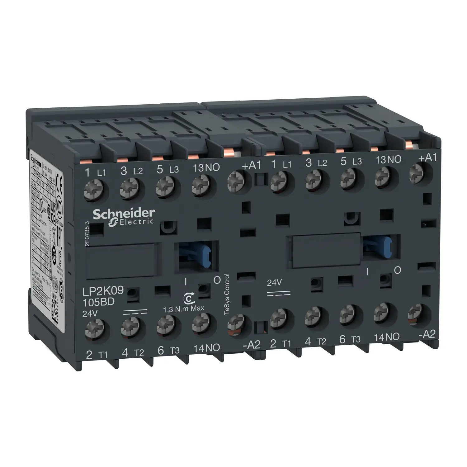 Produktfoto 1 von Wendeschützkombination, 3p+1S, 4kW/400V/AC3, 9A, 24VDC