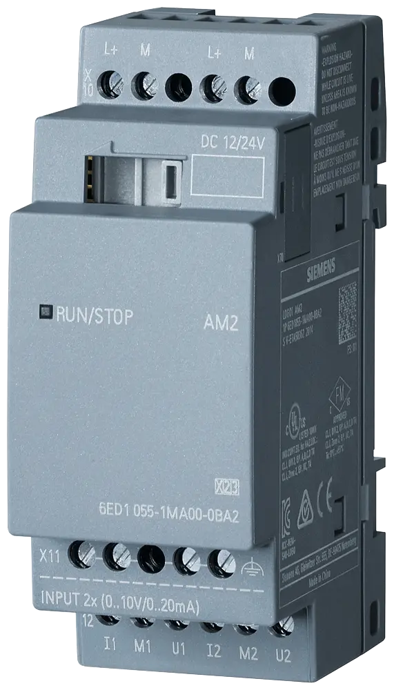 Produktfoto 1 von Siemens 6ED1055-1MA00-0BA2 - LOGO! AM2 Erweiterungsmodul, SV/: DC 12/24V, 2 AE,