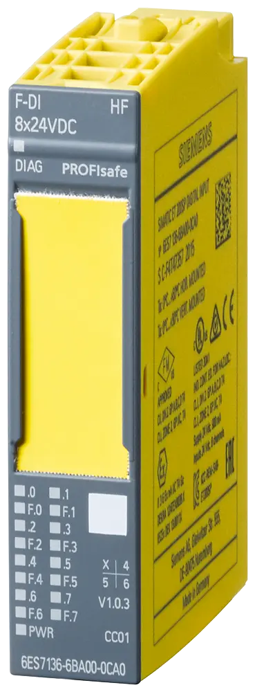Produktfoto 1 von Siemens 6ES7136-6BA01-0CA0 - SIMATIC DP, Elektronikmodul für ET 200SP, F-DI 8x