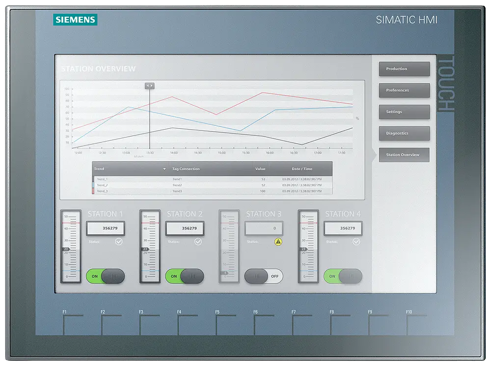 Produktfoto 1 von Siemens 6AV2123-2MA03-0AX0 - SIMATIC HMI, KTP1200 Basic DP, Basic Panel, Tasten