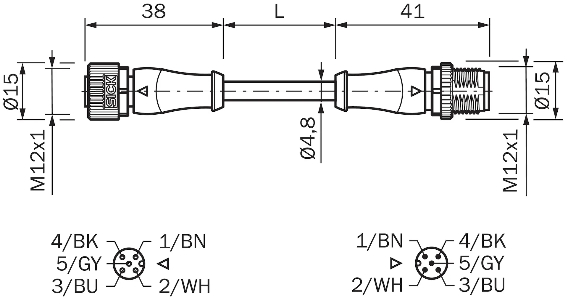 Produktfoto 1 von Steckverbinder und Leitungen, YF2A15-200UB5M2A15