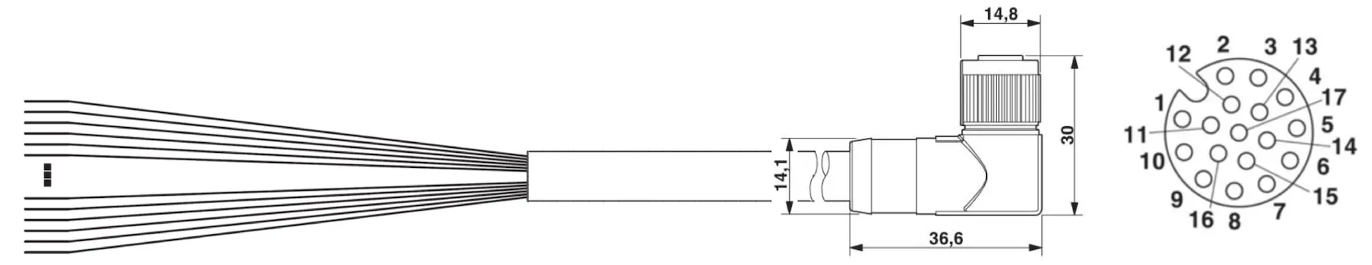 Produktfoto 1 von Steckverbinder und Leitungen, YG2ASD-030XXXXLECX