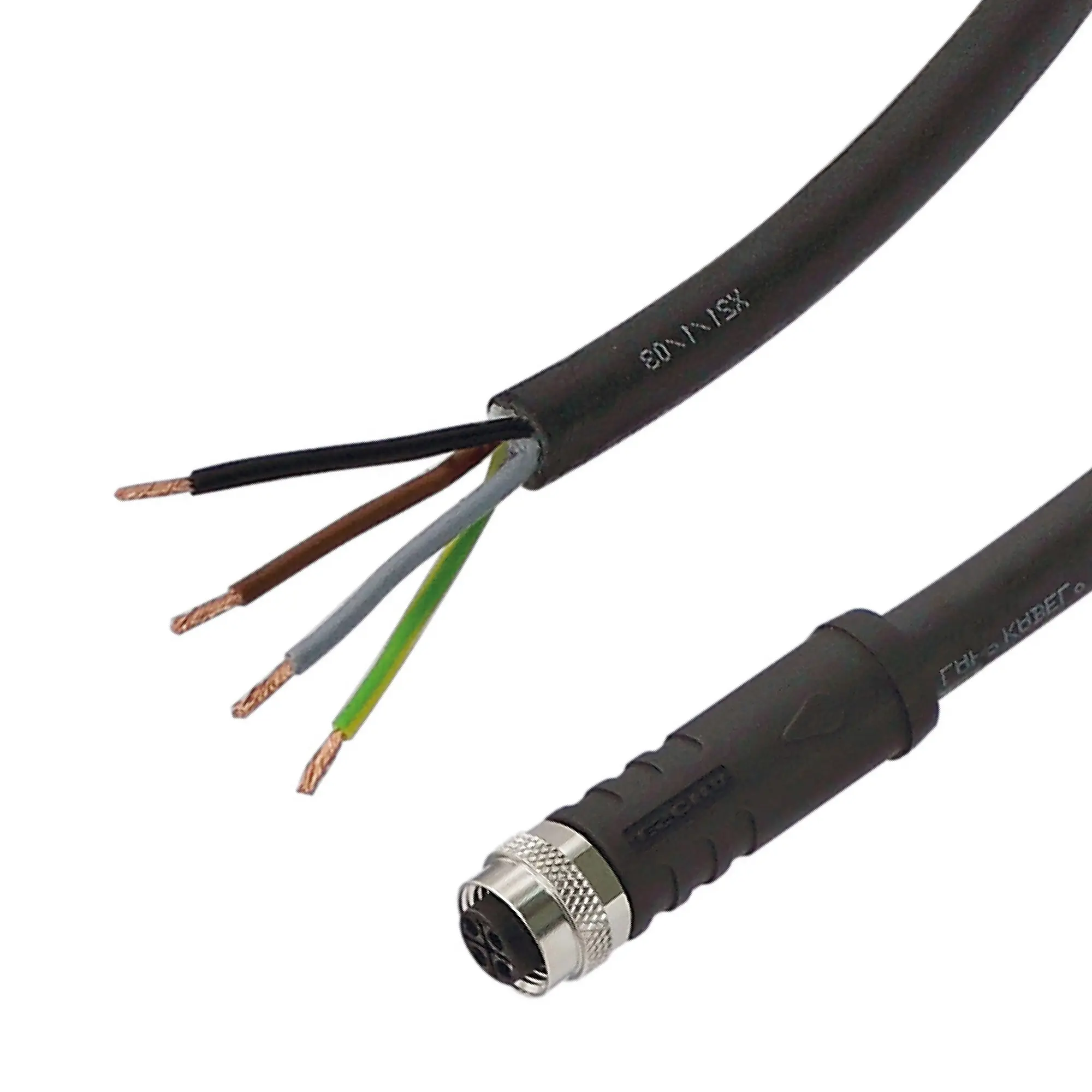 Produktfoto 1 von Sensor Kabel, 5m, PUR, M12 Sensorbuchse, 3-polig + PE, S-kodiert/offene Leitungsenden, 220-240V AC